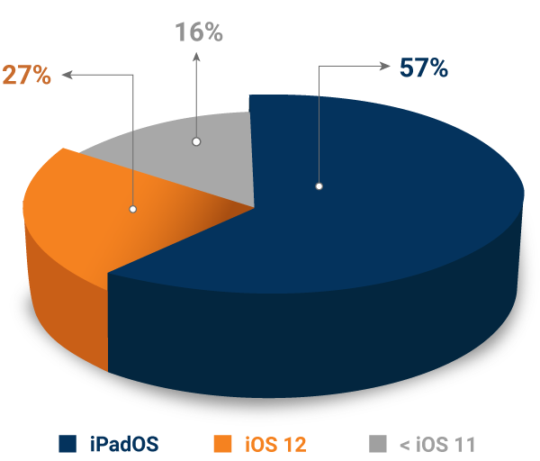 iPadOS Version Adoption for Devices introduced from 2017 to 2020